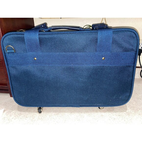 Vintage Valoroso Navy Rolling Suitcase with Brass Hardware – Classic Pilot Style - Picture 10 of 14